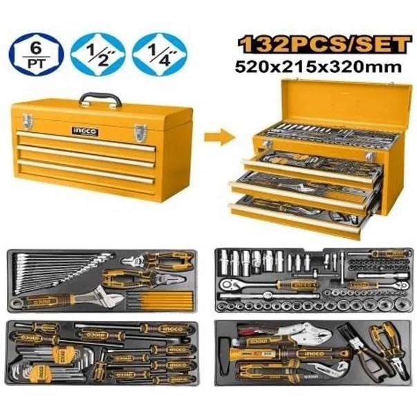 پیش‌فروش جعبه‌ابزار ۱۳۲ پارچه اینکو مدل HTCS221321 – فولاد کروم وانادیوم | قیمت ویژه ۱,۳۸۰,۰۰۰ تومان