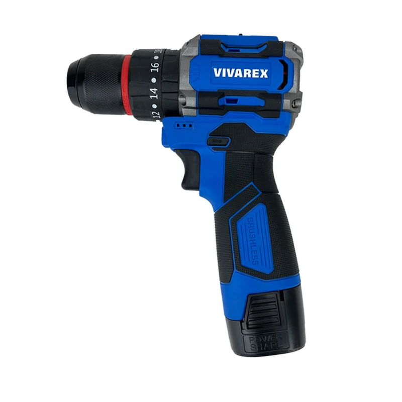 دریل چکشی شارژی ویوارکس مدل VR1610V-21BL با موتور براشلس، باتری 16/8 ولت